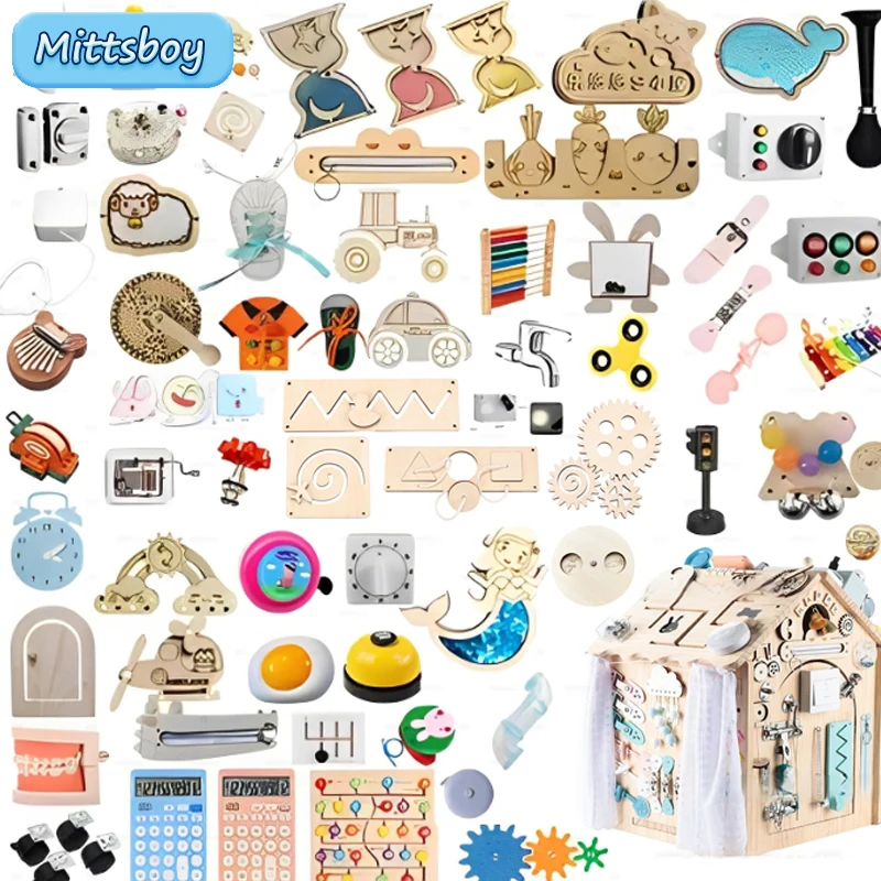 Kids Education Usa - Montessori papan sibuk DIY Aksesori kayu