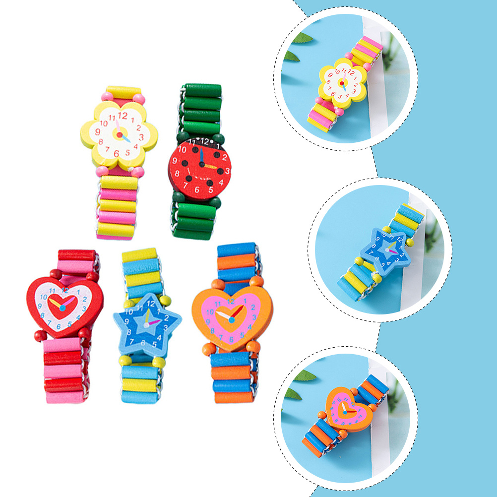 Education Kids Ru - 5 Buah Jam Tangan Kayu Gelang