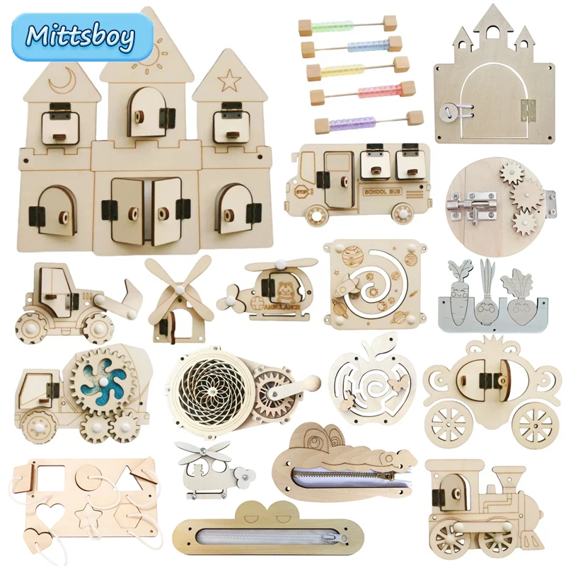 Kids Education Usa - Montessori papan sibuk DIY Aksesori kayu