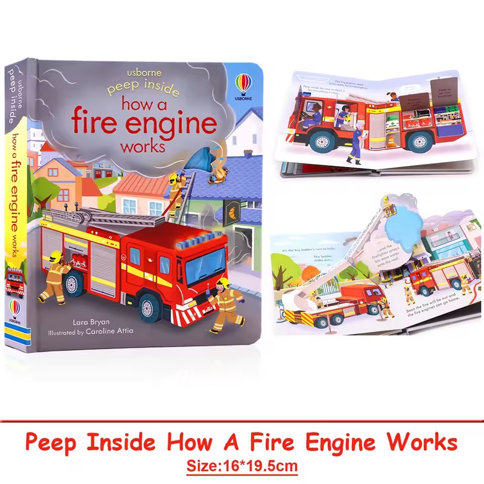 Usborne Peep Inside How A Fire - Kids Education Book ulasan dan harga