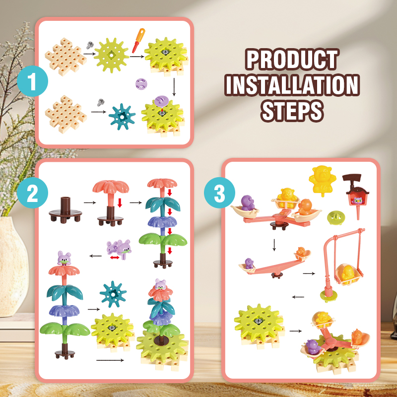 Blok Bangunan Roda Gigi Putar  - Kids Nature Education ulasan dan harga