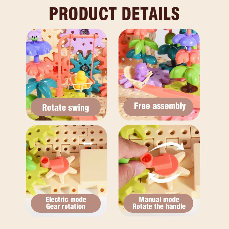 Blok Bangunan Roda Gigi Putar  - Kids Nature Education ulasan dan harga
