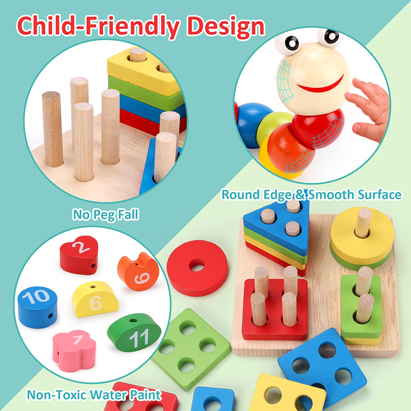 Mainan kayu Montessori, 5-6 bu - Kids Nature Education ulasan dan harga
