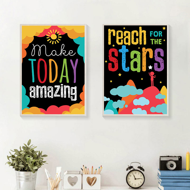 Poster Dekorasi Dinding Inspir - Inspirational Kids Education Quotes ulasan dan harga