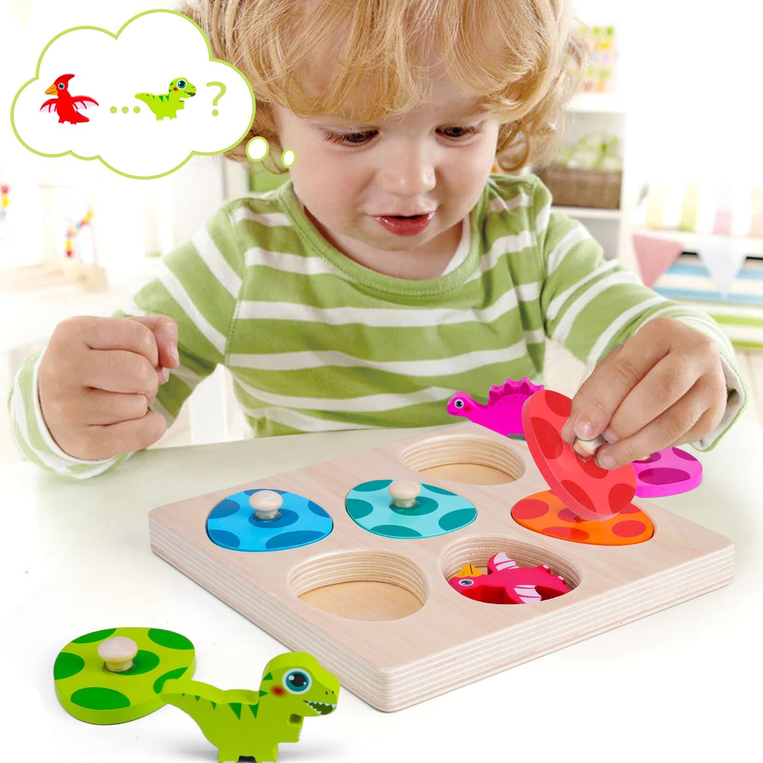 Mainan kayu dinosaurus Jigsaw  - Kids Nature Education ulasan dan harga